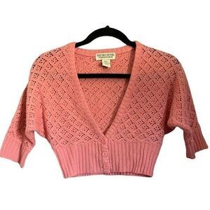 Next Era Couture Pink Coquette Cropped Knit Cardigan size small buttons sweater.